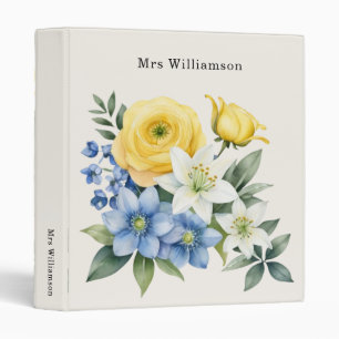 Classeur Garde-mémoire élégant à aquarelle florale pour ens