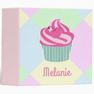 Classeur Gâteau rose personnalisé couleurs pastel mignon