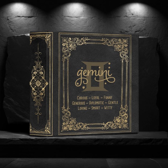 Classeur Gémeaux Zodiaque | Album Ornemental Noir et Or (Créateur téléchargé)