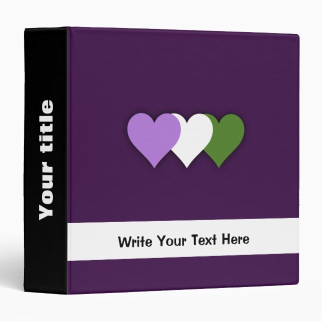 Classeur Genderqueer pride hearts 3 ring binder (Devant/Côté)