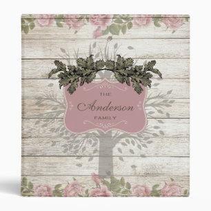 Classeur Généalogie rose rustique du bois vintage d'arbre