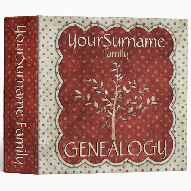 Classeur Généalogie Rouge Blanc (Devant/Côté)