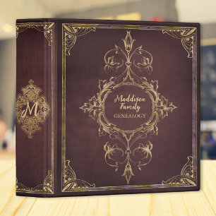 Classeur Généalogie Royale Élégante Dorée Rouge