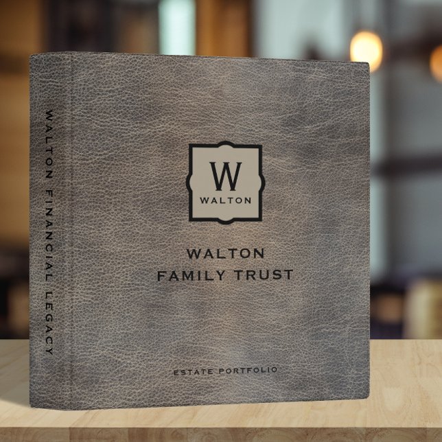 Classeur Genuine Cowhide Leather Look Monogram Family Trust (Créateur téléchargé)