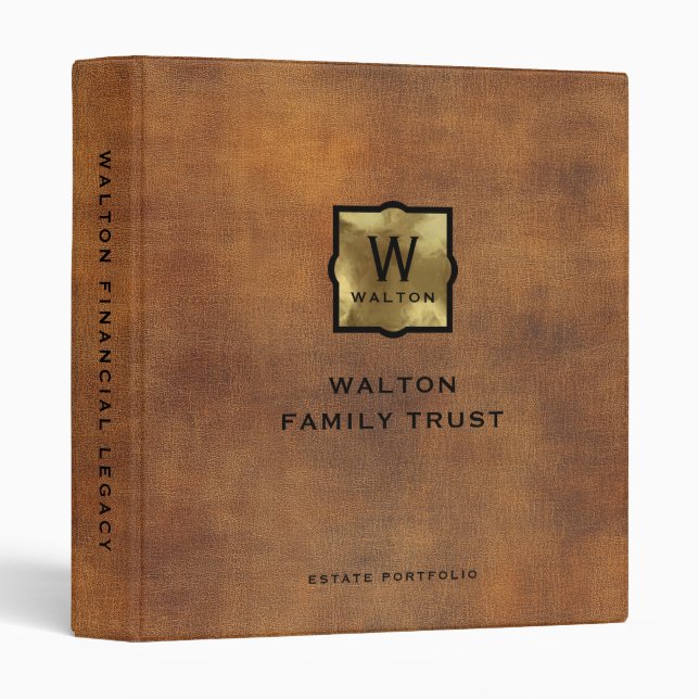 Classeur Genuine Leather Look Monogram Family Trust (Devant/Côté)