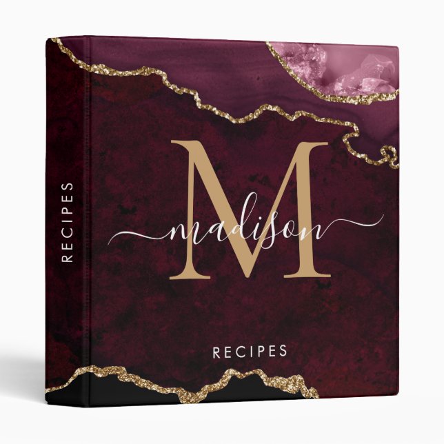 Classeur Géode Or Bourgogne Nom du script Glam Recette (Devant/Côté)