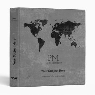 Classeur géographie carte du monde noir international