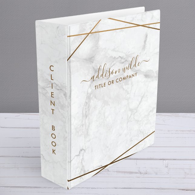 Classeur Géométrique doré Marbre blanc Abstrait Simple Mode (Créateur téléchargé)