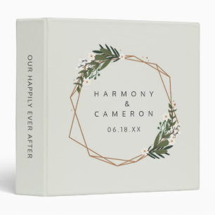 Classeur Géométrique Gold Greenery Moderne Mariage Album ph