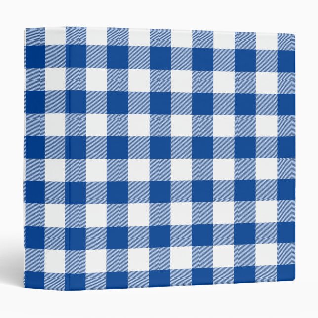 Classeur Gingham carreaux plaid bleu profond Buffalo (Devant/Côté)