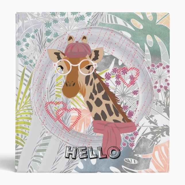 Classeur Girafe aux lunettes et béret rouge (Devant)
