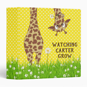 Classeur Girafe dans les pâquerettes sur pois