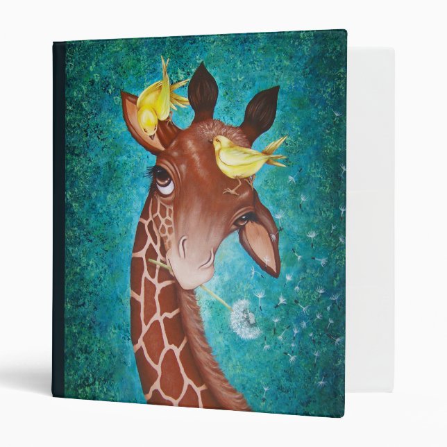 Classeur Girafe mignonne avec des oiseaux (Devant/intérieur)