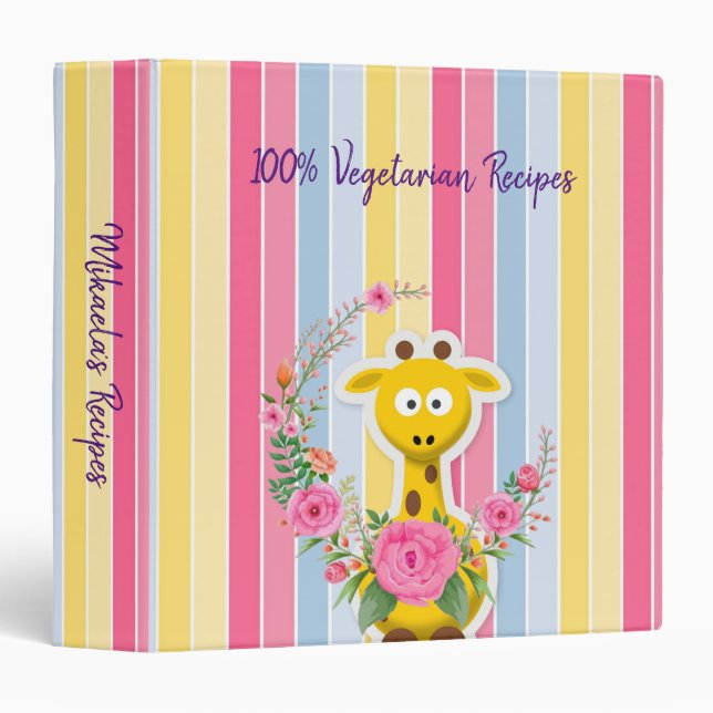 Classeur Giraffe florale 100% végétarienne Recette Avery Cl (Devant/Côté)