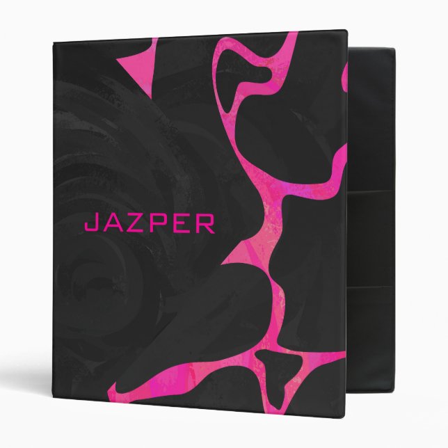 Classeur Giraffe rose chaude et noire (Devant/intérieur)