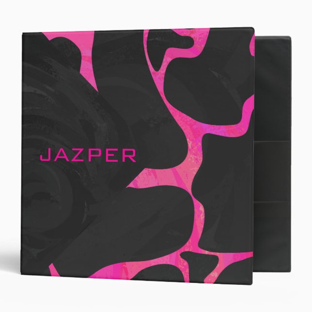Classeur Giraffe rose chaude et noire (Devant/intérieur)