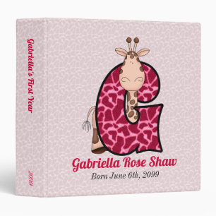 Classeur Giraffe rose Monogramme G Baby Scrapbook