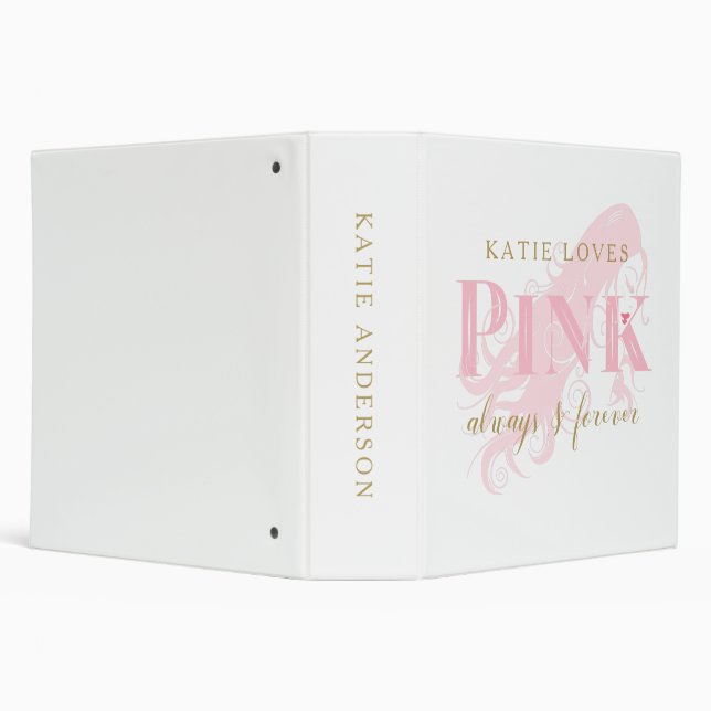 Classeur Girl Love Rose Forever Femme Silhouette et nom (Arrière-plan)