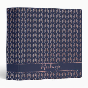 Classeur Girls Rose Rose Gold Foil Tribal Navy Blue Boho