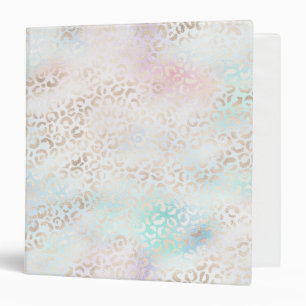 Classeur Girly Aqua Blush Empreinte de léopard or rose