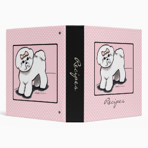 Classeur Girly Bichon Frise Fancy Recettes roses sur mesure