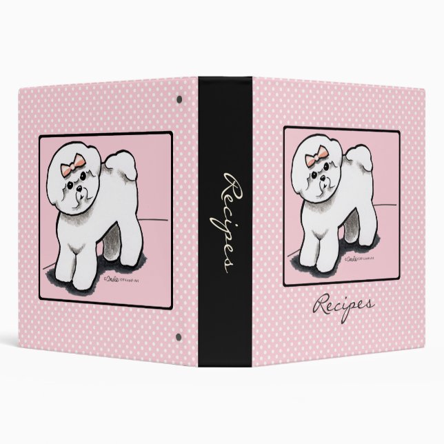 Classeur Girly Bichon Frise Fancy Recettes roses sur mesure (Arrière-plan)