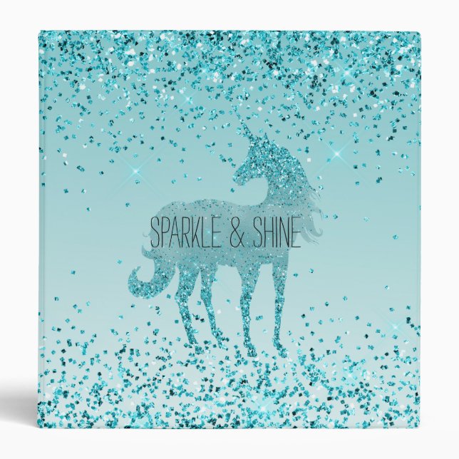 Classeur Girly Glitz Aqua Turquoise Parties scintillant Uni (Devant)