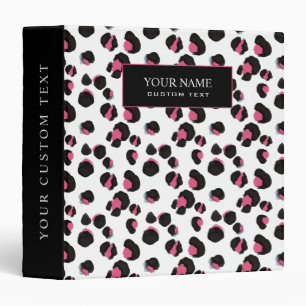 Classeur Girly PInk noir blanc animal léopard imprimé jungl