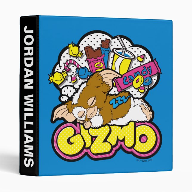 Classeur Gizmo | Rêver de sucreries | Ajouter Votre Nom (Devant/Côté)