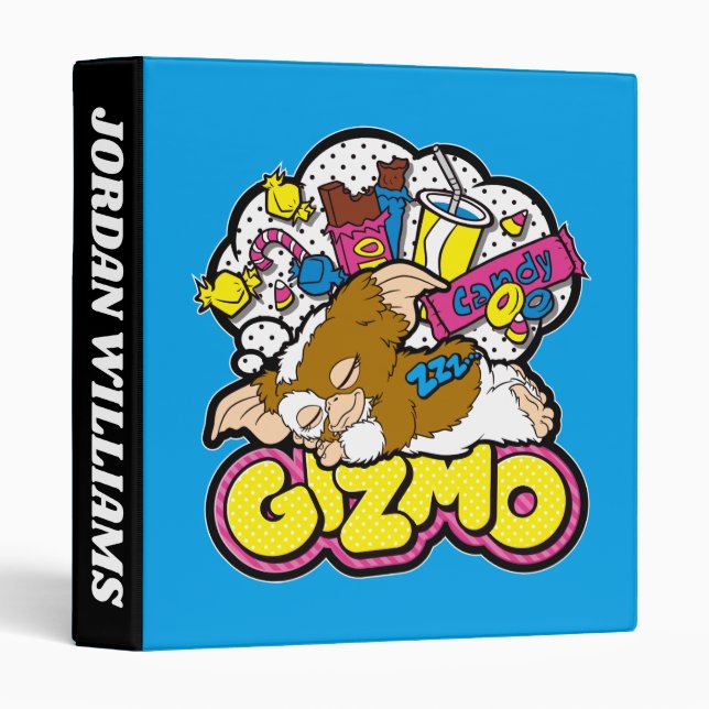 Classeur Gizmo | Rêver de sucreries | Ajouter Votre Nom (Devant/Côté)