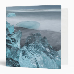 Classeur Glace bleue sur la plage, paysage marin, Islande