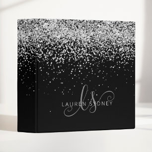 Classeur Glam Black Silver Parties scintillant Nom du monog