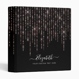 Classeur Glam Elegant Rose noir Parties scintillant or Plui