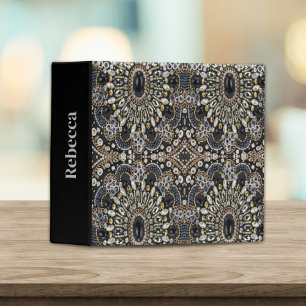 Classeur glam girly art déco or noir bohème