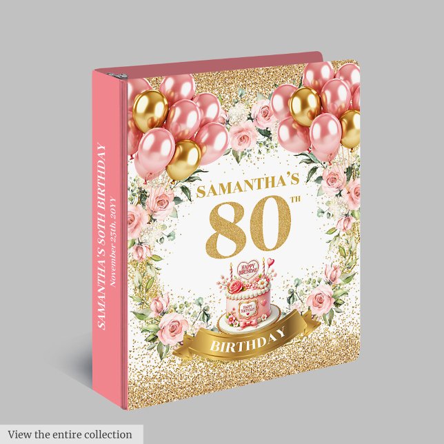 Classeur Glam Gold Numéro 80th Birthday Celebration Album (Glam Gold Number 80th Birthday Celebration Album 3 ring binder)