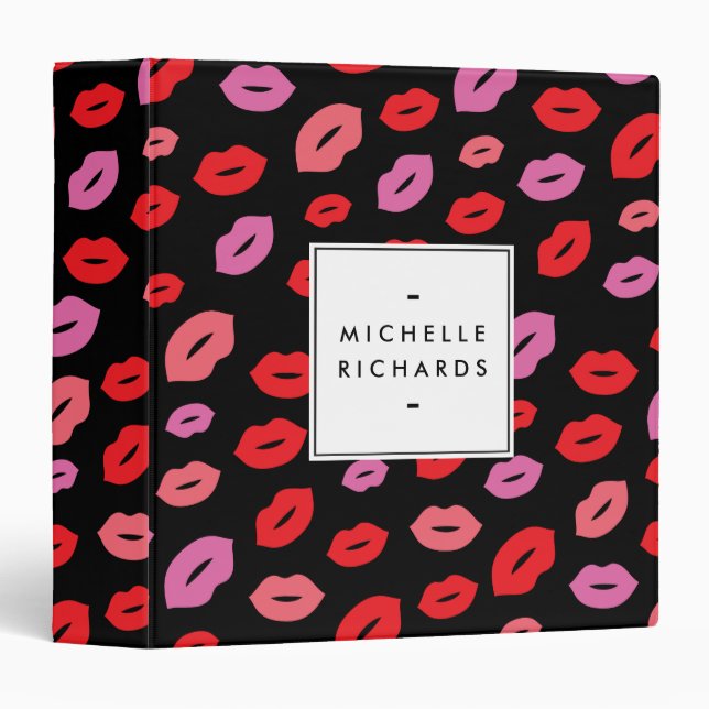 Classeur Glam Lip Imprimer Maquillage Artiste Beauté Rose/R (Devant/Côté)