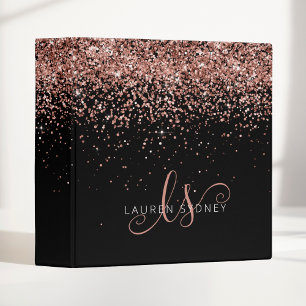 Classeur Glam Rose Gold Parties scintillant Élégant Monogra