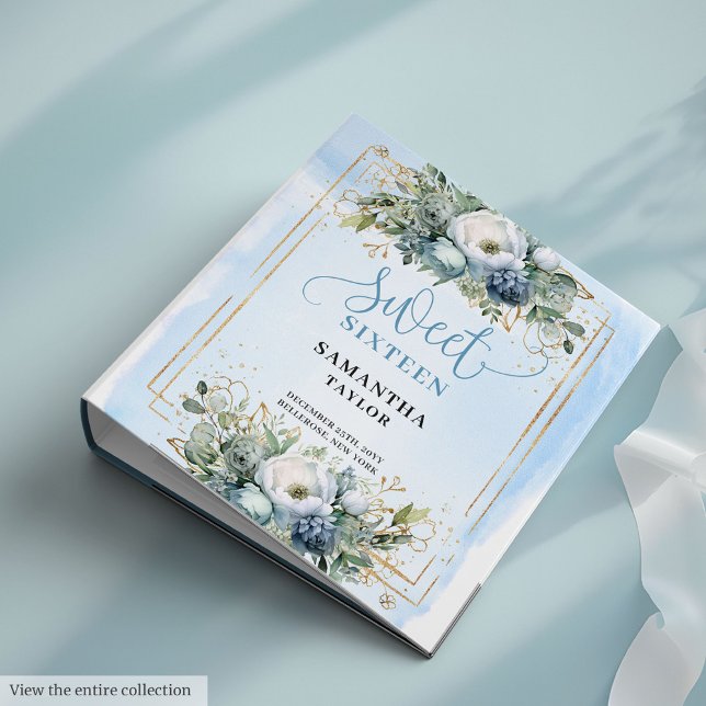 Classeur Glamorous Boho Pastel Blue Greenery Flowers Sweet  (Glamorous Boho Pastel Blue Greenery Flowers Sweet 16)