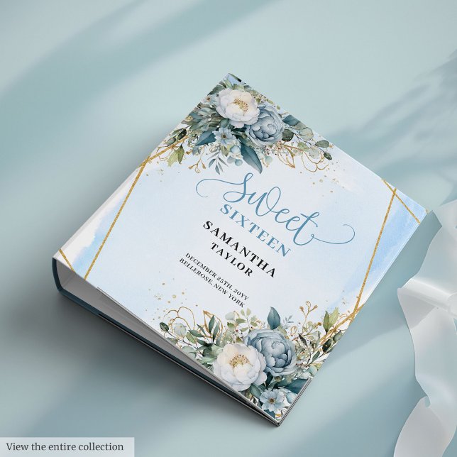 Classeur Glamorous Boho Powder Blue Cream Floral Sweet 16th (Glamorous Boho Powder Blue Cream Floral Sweet Sixteen)