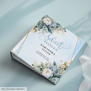 Classeur Glamour Boho Poudre Bleu Crème Floral Douce 16ème