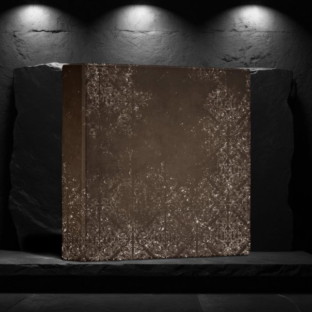 Classeur Glimmery Bronze Grunge | Riche Brown verre Damas (Créateur téléchargé)