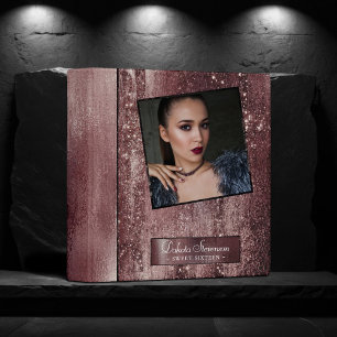 Classeur Glitzy Foil Blush Rose Gold Faux Métallic Photo
