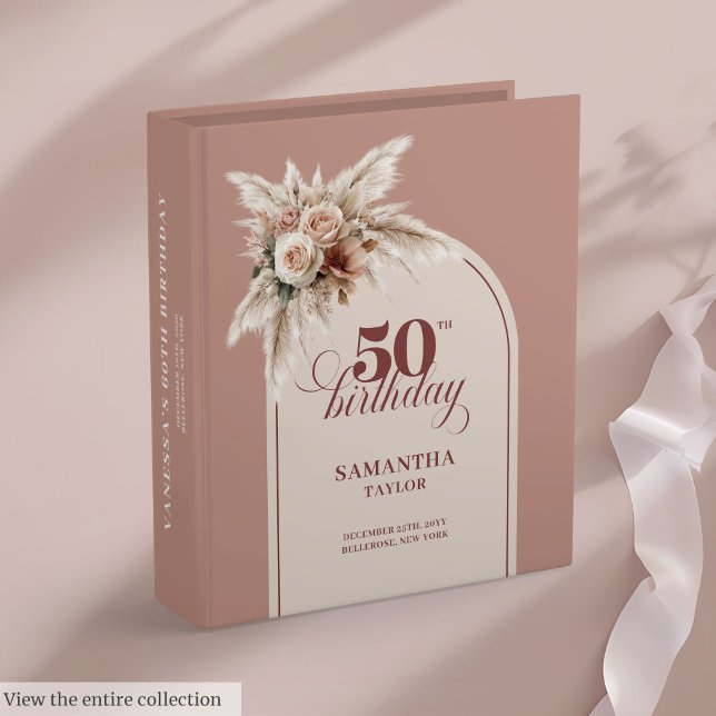 Classeur Glowing Arch Pastel Pink Pampas Floral 50th Memory (Glowing Arch Pastel Pink Pampas Floral Memory Album

)