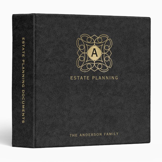 Classeur Gold Black Estate Planning Portfolio (Devant/Côté)
