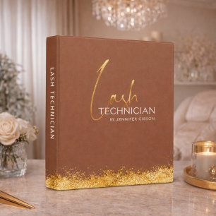 Classeur Gold & Brown Lash Tech Organisateur de beauté de