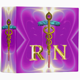 Classeur GOLD CADUCEUS INSCRIT INFIRMIER SYMBOLE Pink Fuchs