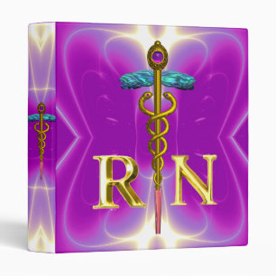 Classeur GOLD CADUCEUS INSCRIT INFIRMIER SYMBOLE Pink Fuchs