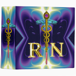 Classeur GOLD CADUCEUS SYMBOLE INFIRMIER INSCRIT Purple Blu