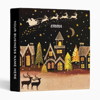 Classeur Gold Christmas Village Deer Winter Night