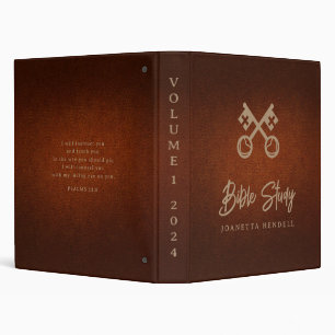 Classeur Gold Crossed Keys vieilli Cuir Look Bible étude